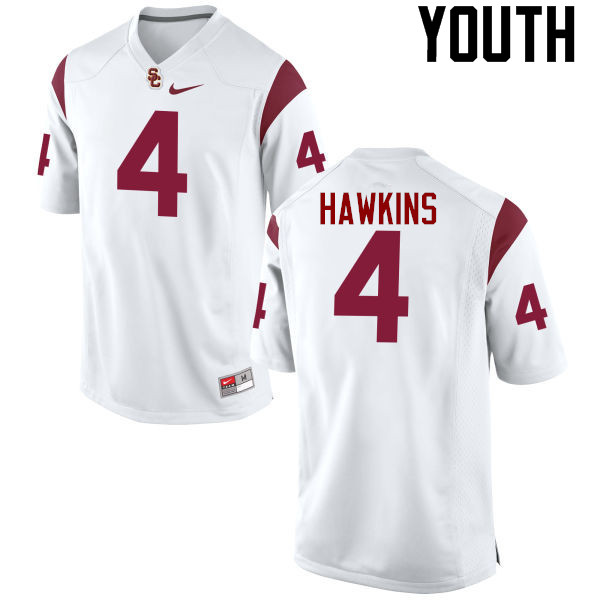 Youth #4 Chris Hawkins USC Trojans College Football Jerseys-White - Click Image to Close